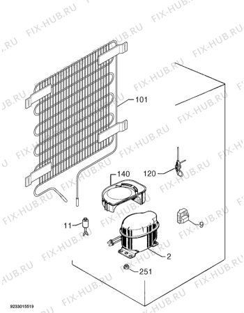 Взрыв-схема холодильника Aeg Electrolux S60170TK38 - Схема узла Cooling system 017